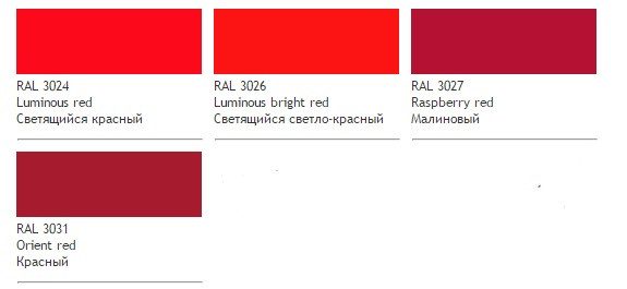 Красные цвета RAL