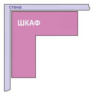 Схема Г-образного углового шкафа-купе